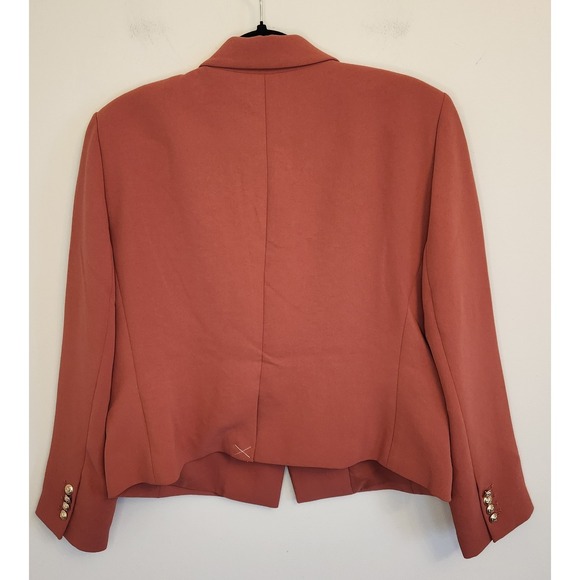Ann Taylor Womens Blazer Gold‎ Button Vented Notch Blazer Jacket 14 Petite NWT - Picture 4 of 9